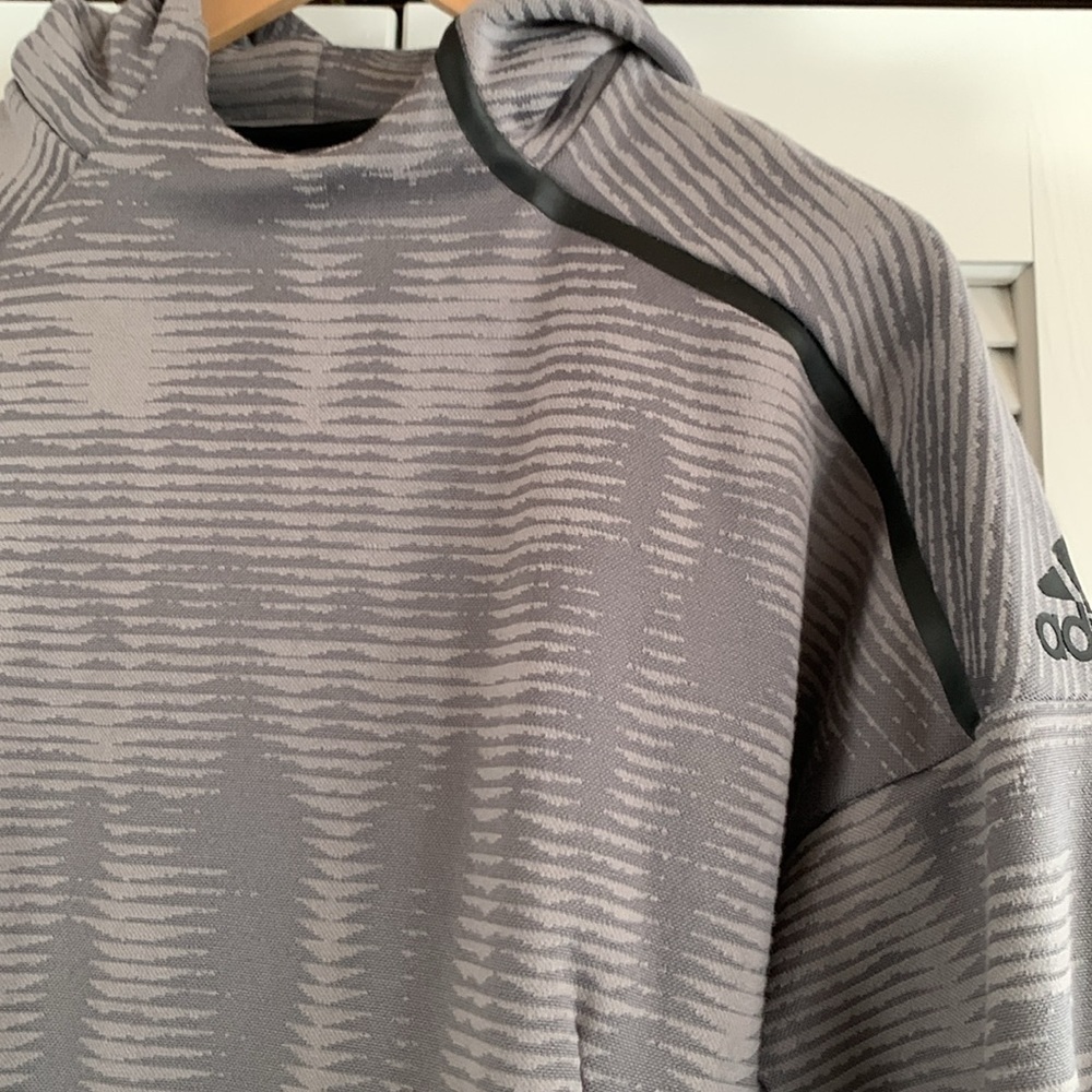 Adidas Z.N.E. Pulse Hoodie Sweatshirt Men’s Gray Heartbeat Texture BS4951 Size S - Picture 4 of 14